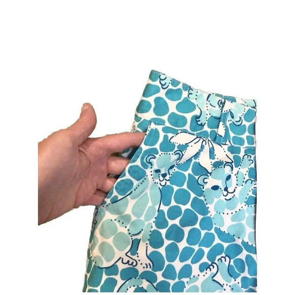 LILLY PULITZER Floral Leopard Teal & White Cropped Lounge Pants Womens 6 - Picture 4 of 4